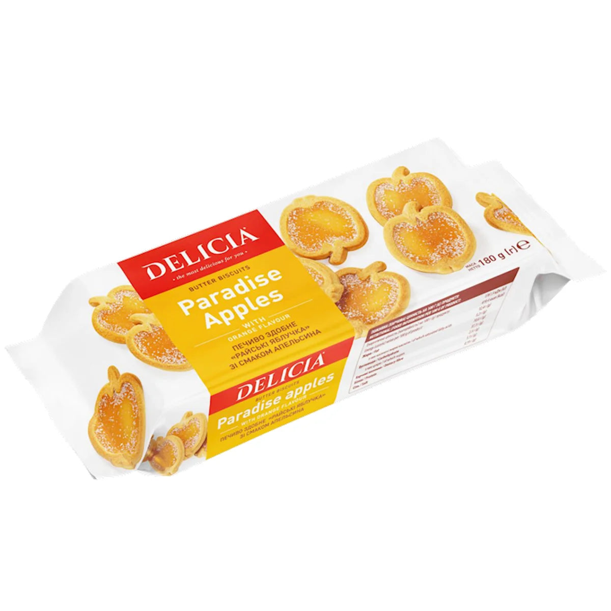 BISCUITS BUTTER W/ORANGE FLAVOR PARADISE APPLES 12/180GR DELICIA