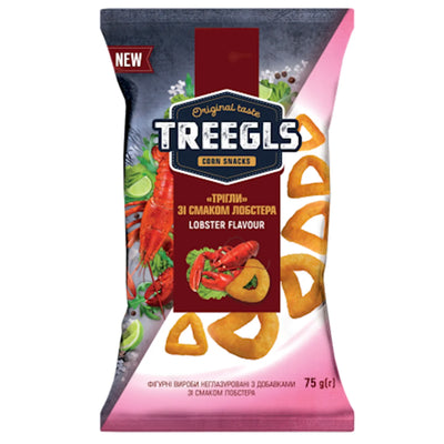 CORN PUFFS TREEGLS W/LOBSTER 24/75GR ZOLOTE ZERNO N395