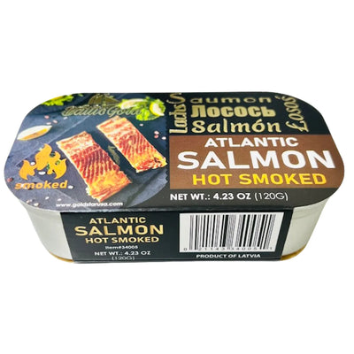 ATLANTIC SALMON HOT SMOKED IN OIL  11/120 GR BALTIC GOLD #5 LATVIA N34005