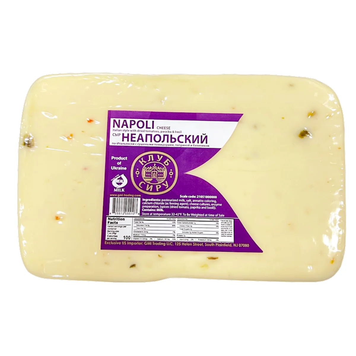 CHEESE NAPOLY W/TOMATOES PAPRIKA&BASIL CHUNK 1/1LB CHEESE CLUB UKRAINE N43014