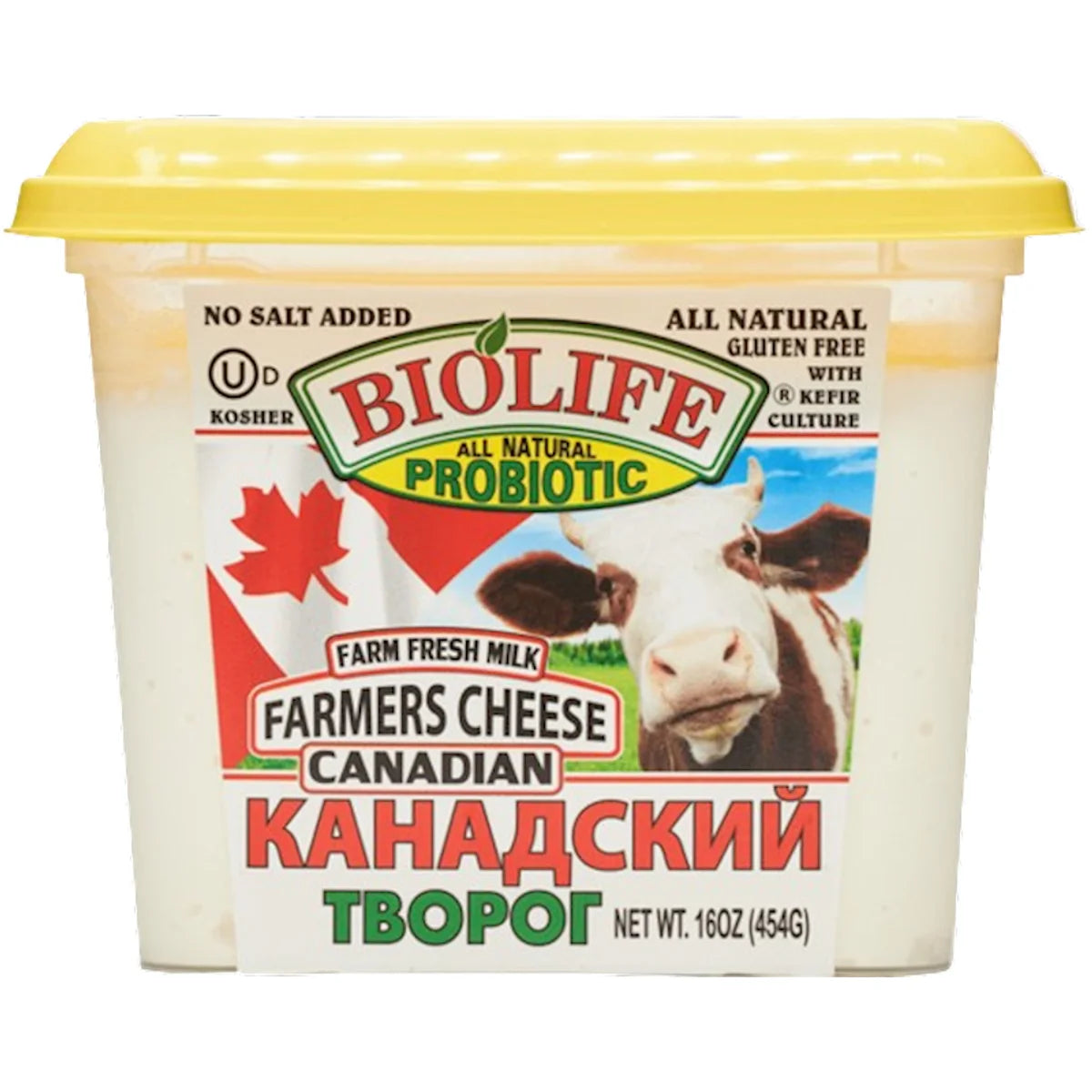 FARMER CHEESE CANADIAN W/PROBIOTIC 12/454GR BIOLIFE