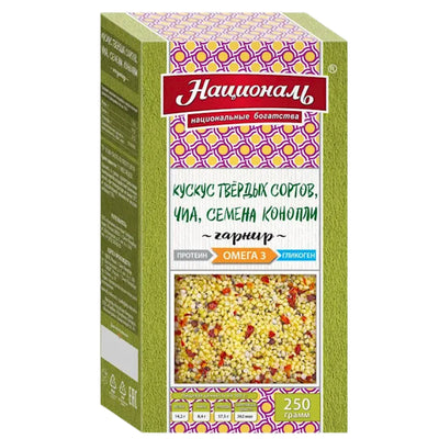 GRAINS MIX COUSCOUS&CHIA&HEMP SEED&OMEGA 3 8/250GR NATSIONAL N04