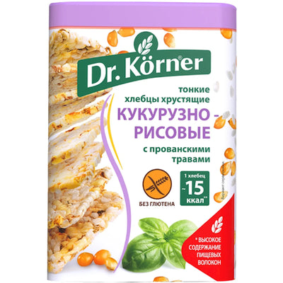HLEBTSI DR.KORNER CORN&RICE W/PROVANCAL HERBS 20/100GR RUSSIA N4113