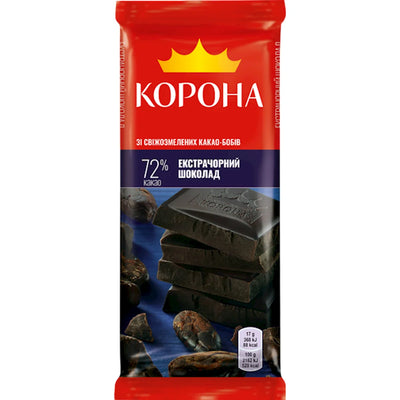CHOCOLATE BAR EXTRA BLACK 72% 30/85GR KORONA UKRAINE N4055066