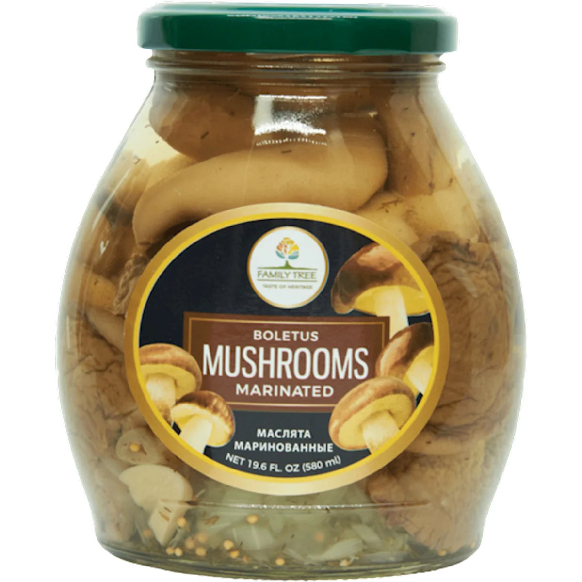 MUSHROOMS BOLETUS LUTEUS MARINATED 12/580ML FAMILY TREE
