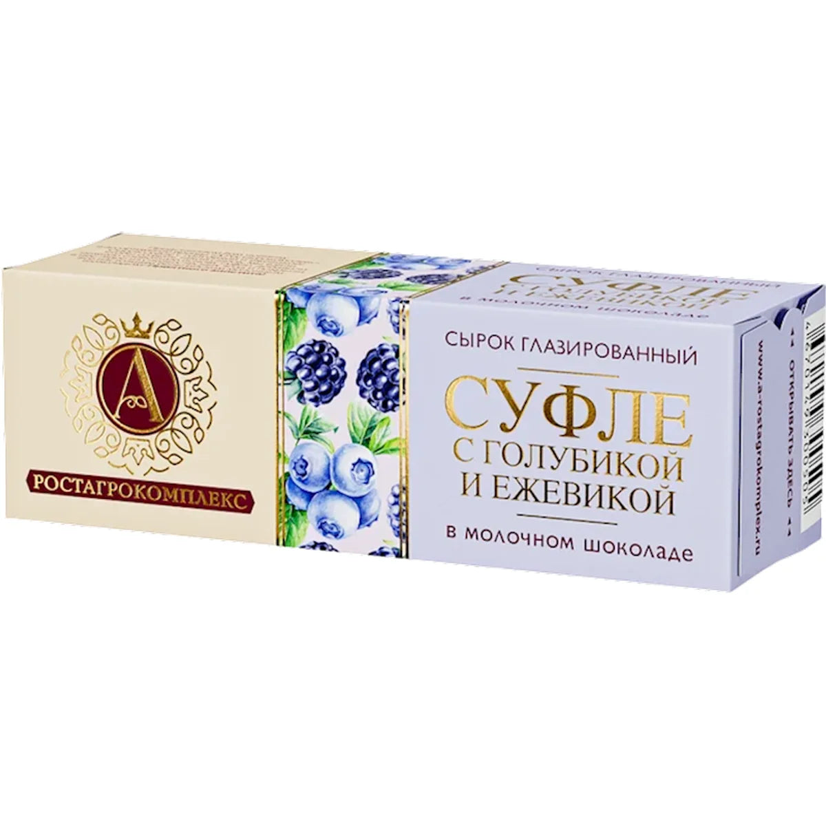 CHEESE BAR SOUFFLE BLUEBERRY&BLACKBERRY MILK CHOCO 15% GLAZED BOXED 12/40GR ROSTAGROKOMPLEX