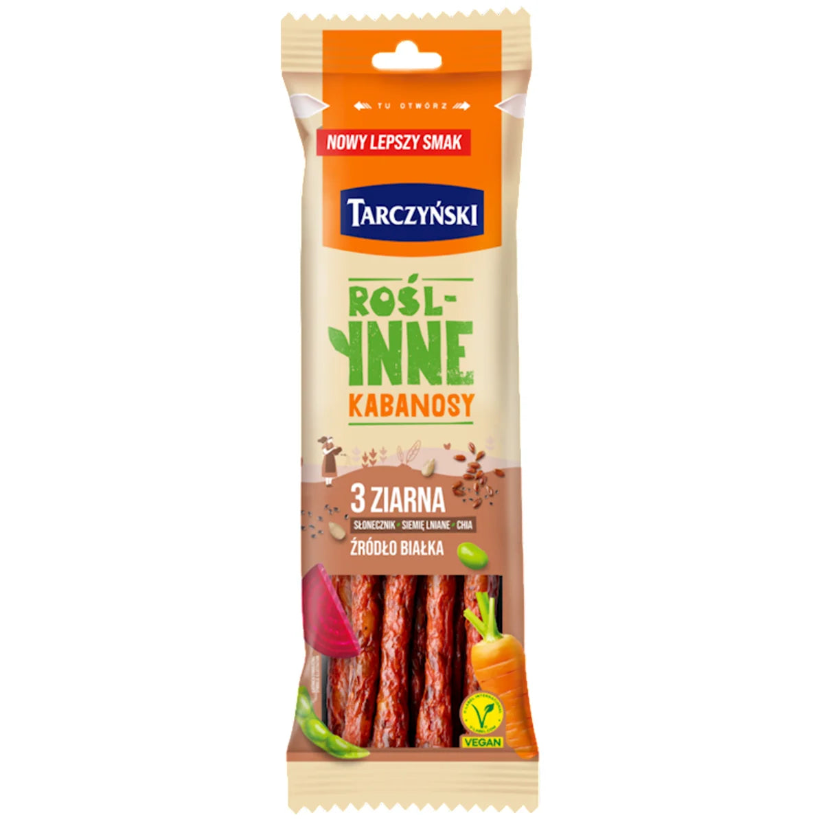 KABANOSY VEGAN - PLANT BASED 3 SEEDS 22/90GR TARCZYNSKI N3