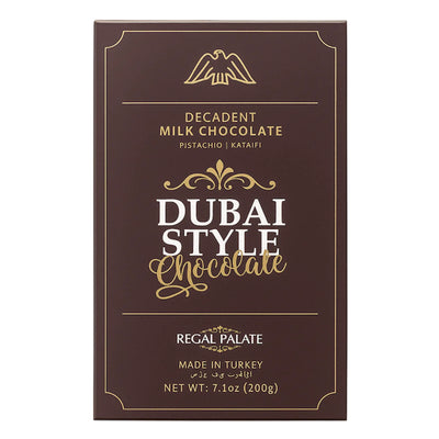CHOCOLATE BAR MILK DUBAI STYLE W/PISTACHIO&KATAIFI 6/200GR REGAL PALATE