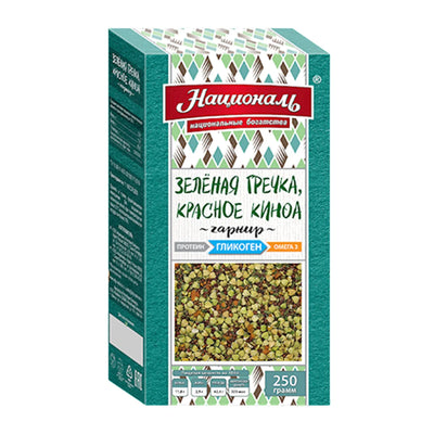 GRAINS MIX GREEN BUCKWHEAT RED QUINOA GLYCOGEN 8/250GR NATSIONAL NG3