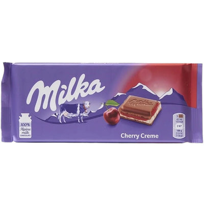 CHOCOLATE BAR MILK CHERRY CREAM 22/100GR MILKA  GERMANY N4253043