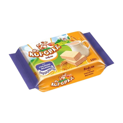 WAFFLES KOROVKA W/BAKED MILK FLAVOR 22/150GR ROT FRONT N2106