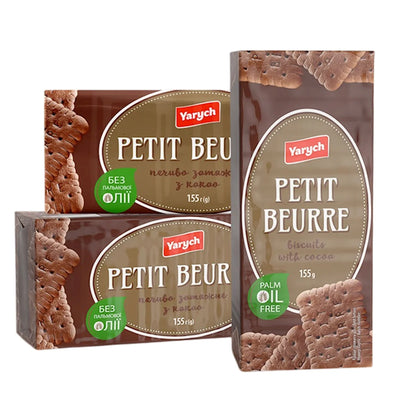 BISCUITS PETIT BEURRE W/COCOA FLAVOR 36/155GR YARYCH UKRAINE