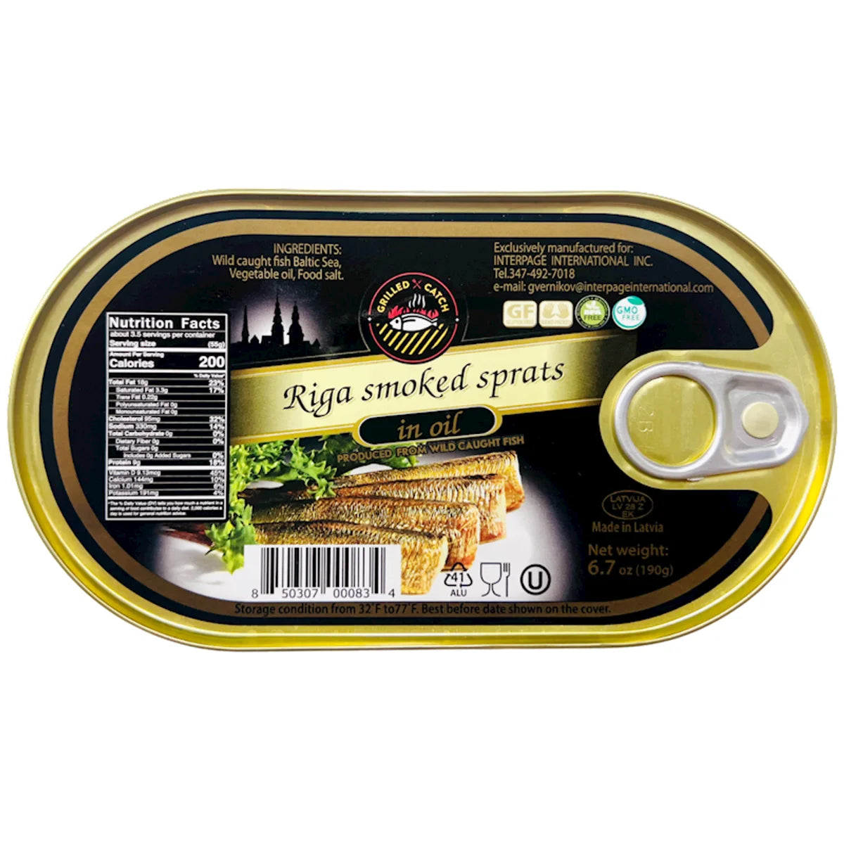SPRATS SMOKED RIGA IN OIL 36/190GR BRIVAIS VILNIS N000834