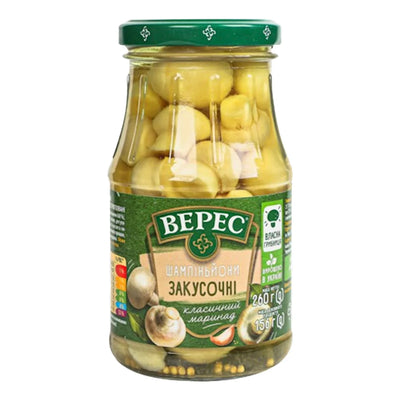 MUSHROOMS CHAMPIGNONS MARINATED 12/260GR VERES UKRAINE