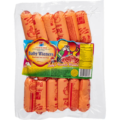 WIENERS BABY VEAL&PORK 1LB V/P/ PAROWKI DLA DZIECI 40/40LB PRE PACK ANDY'S N1375