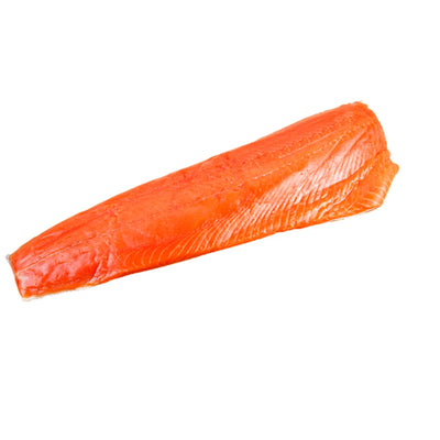 SALMON FILLET ATLANTIC COLD SMOKED CUSTOM SLICED IN BULK V/P 1/3LB OCEAN MAIDEN KOSHER FOR PARVE A14004