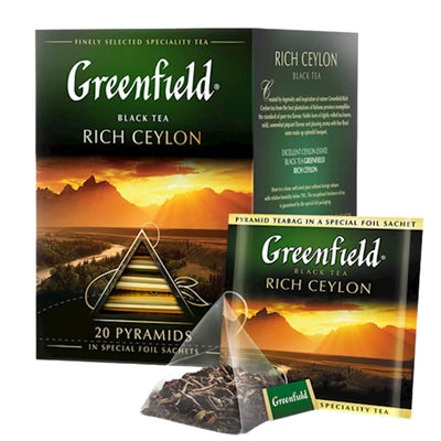 TEA  BLACK RICH CEYLON PYRAMIDS 8/(20X2GR) GREENFIELD 0898-08