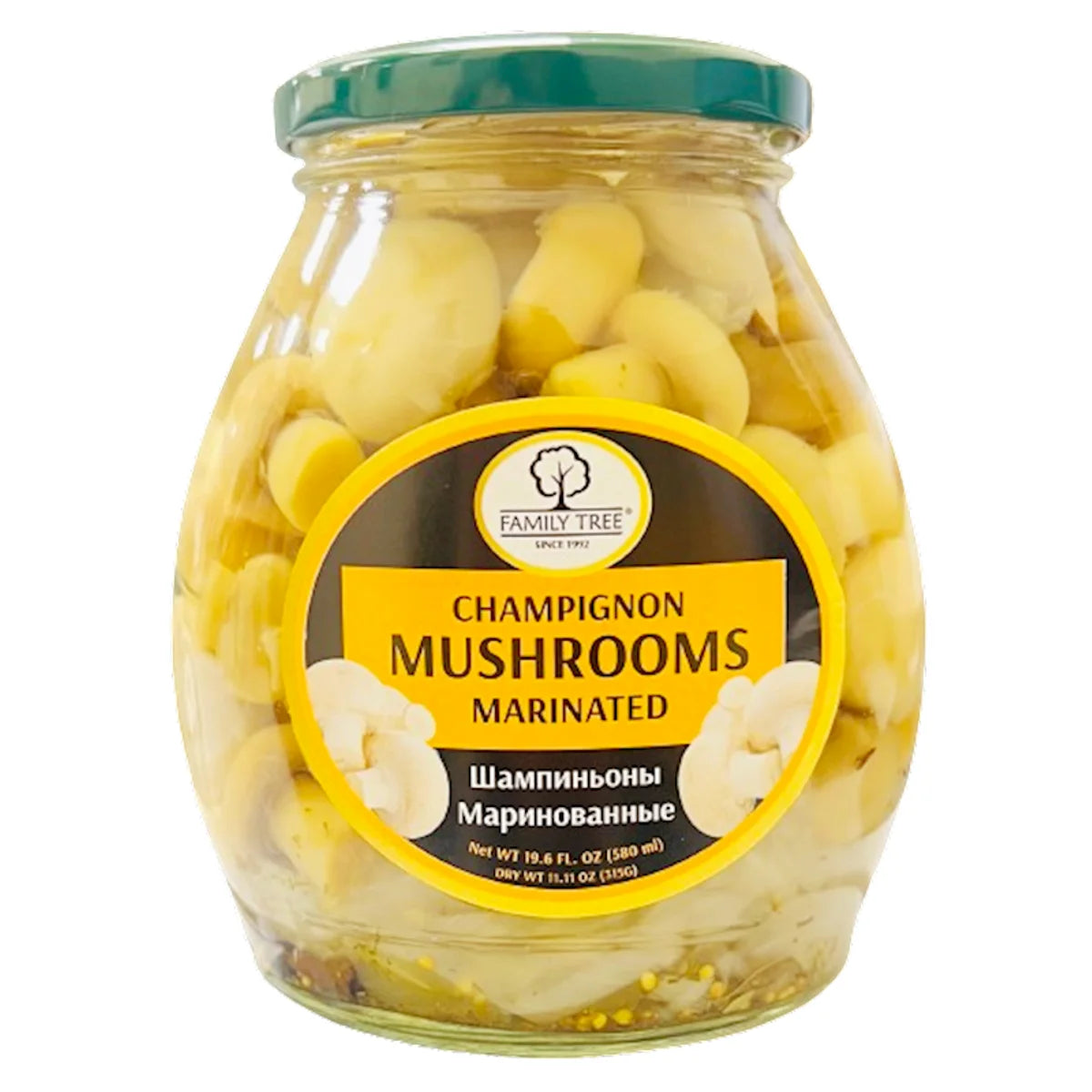 MUSHROOMS CHAMPIGNON MARINATED 12/580ML FAMILY TREE