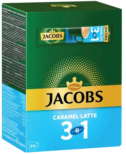 COFFEE STICKS INSTANT JACOBS 3IN1 CARAMEL LATTE 10/(24X12.3GR) UKRAINE N702