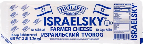 FARMER CHEESE ISRAELSKIY W/PROBIOTIC 6/3LB BIOLIFE