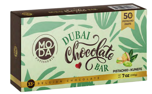 CHOCOLATE BAR DUBAI W/PISTACHIO&KATAIFI 6/200GR MODA N310101
