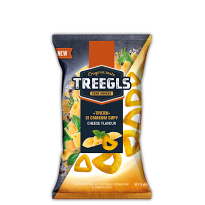 CORN PUFFS TREEGLS W/CHEESE 24/75GR ZOLOTE ZERNO N327