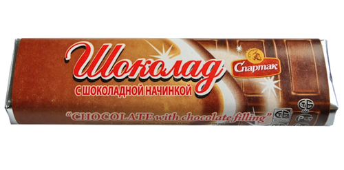 CHOCOLATE BAR BATONCHIK W/CHOCOLATE FILLING 52/48GR SPARTAK N8387