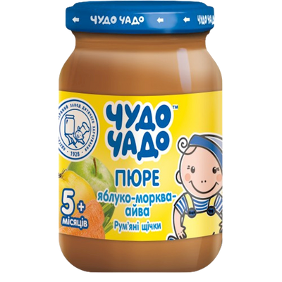 PUREE FOR BABY APPLE & CARROT & QUINCE FROM 5 MONTHS 6/170GR CHUDO CHADO UKRAINE
