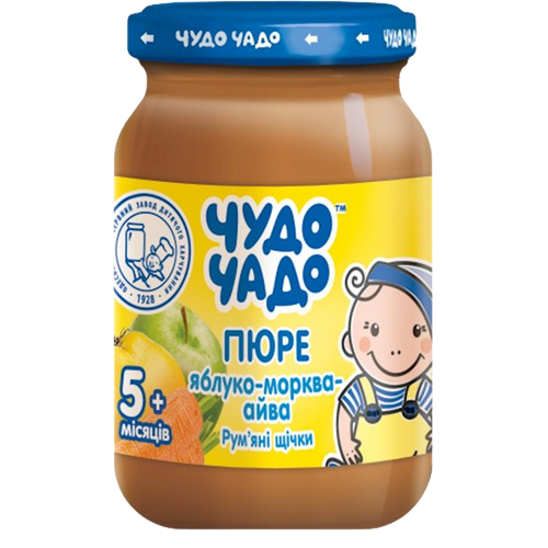 PUREE FOR BABY APPLE & CARROT & QUINCE FROM 5 MONTHS 6/170GR CHUDO CHADO UKRAINE