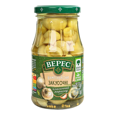 MUSHROOMS CHAMPIGNONS MARINATED 12/260GR VERES UKRAINE