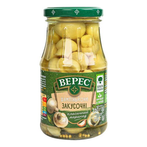 MUSHROOMS CHAMPIGNONS MARINATED 12/260GR VERES UKRAINE