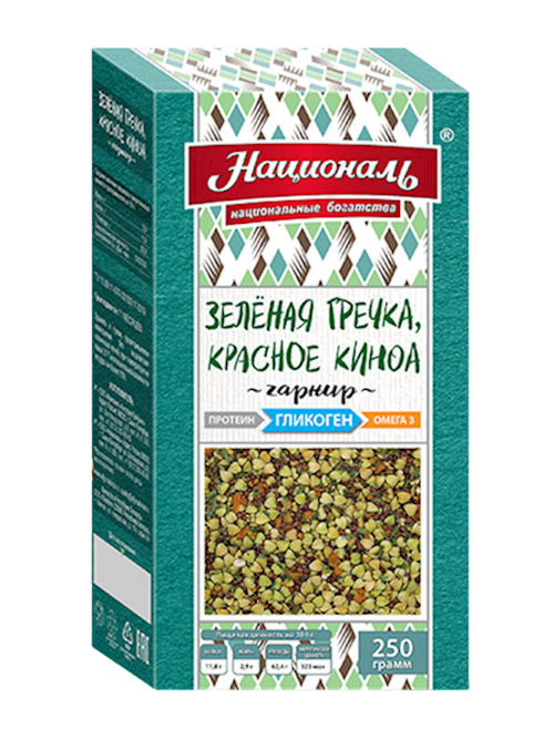GRAINS MIX GREEN BUCKWHEAT RED QUINOA GLYCOGEN 8/250GR NATSIONAL NG3