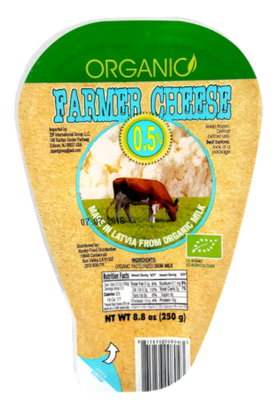 FARMER CHEESE ORGANIC 0.5% 6/250GR ZIP LATVIA