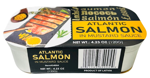 ATLANTIC SALMON IN MUSTARD SAUCE 11/120 GR BALTIC GOLD #4 LATVIA N34004