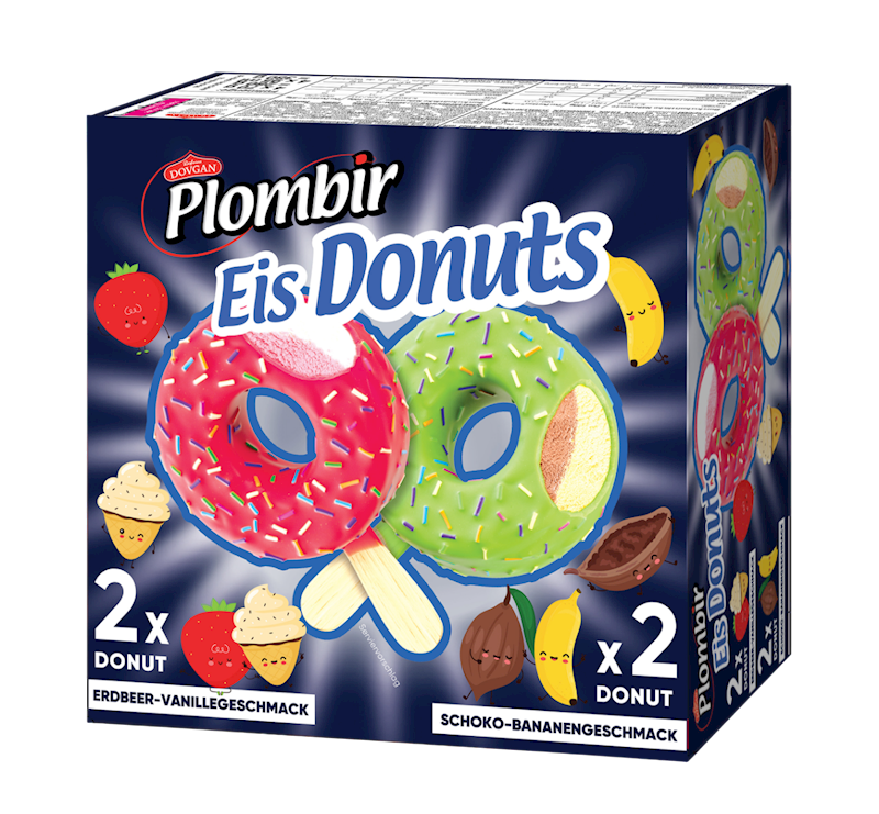 ICE CREAM PLOMBIR DONUTS ASSORTED 4PC 7/280GR DOVGAN N92460280