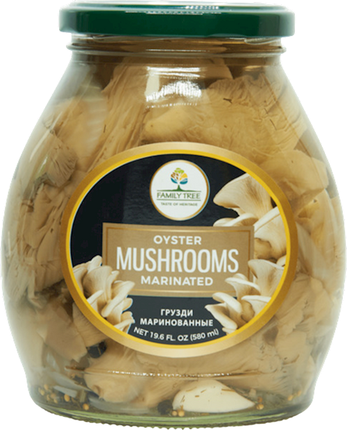 MUSHROOMS OYSTER MARINATED 12/580ML FAMILY TREE