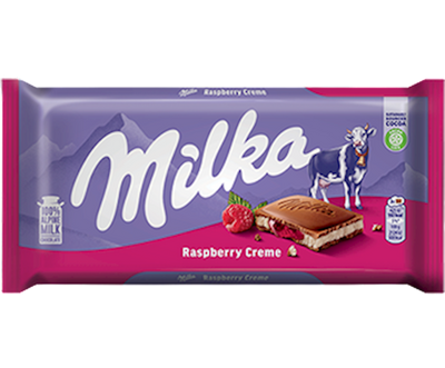 CHOCOLATE BAR ALPINE MILK RASPBERRY CREAM 22/100GR MILKA  GERMANY N0642735