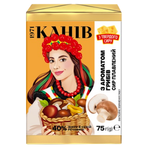 CHEESE PROCESSED MUSHROOM FLAVOR 35% 24/75GR KANIV UKRAINE N0524