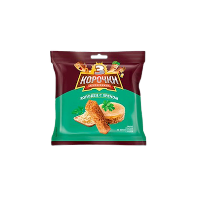 DRY BREAD RYE DOUBLE BAKED W/HORSERADISH FLAVOR 60/40GR TRI KOROCHKI NMBC204