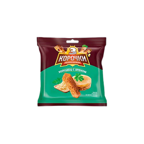 DRY BREAD RYE DOUBLE BAKED W/HORSERADISH FLAVOR 60/40GR TRI KOROCHKI NMBC204