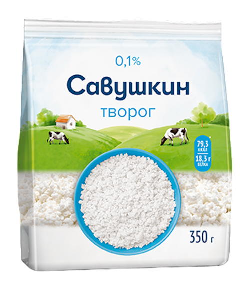 FARMER CHEESE CURD 0% 8/350GR SAVUSHKIN PRODUCT N1471