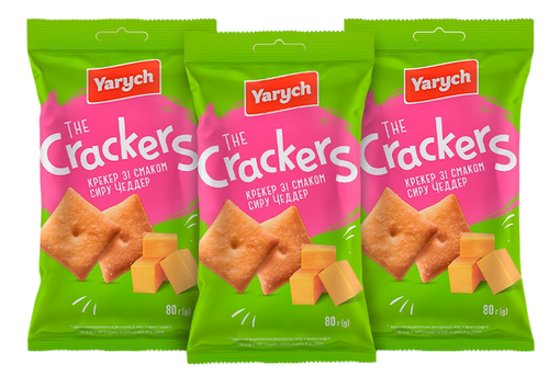 CRACKERS W/CHEDDAR CHEESE FLAVOR 50/80GR YARYCH UKRAINE