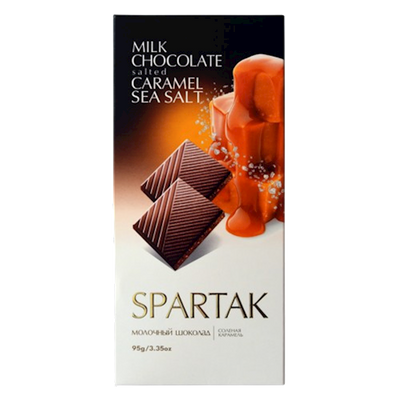 CHOCOLATE BAR MILK W/SALT CARAMEL 20/95GR SPARTAK N10148