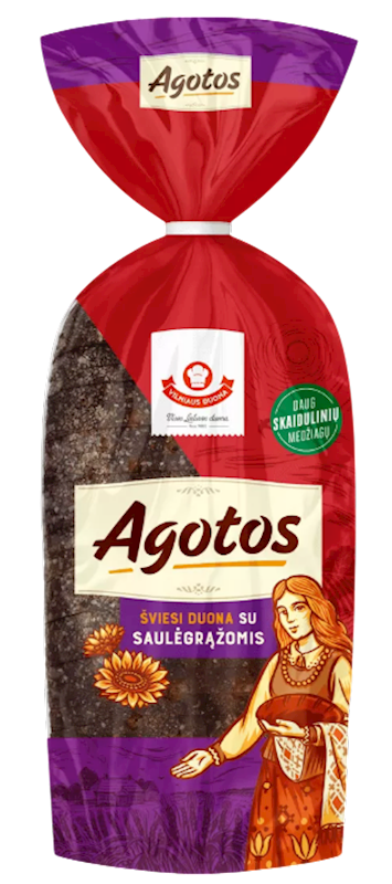 BREAD AGOTOS LIGHT RYE W/SUNFLOWER SEEDS SLICED 5/700GR LITHUANIA N76089