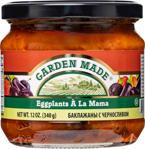 EGGPLANT W. PLUMS A LA MAMA 6/12 OZ (340GR) GARDEN MADE BULGARIA N49022
