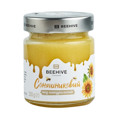 HONEY SUNFLOWER 8/250GR GLASS BEEHIVE UKRAINE #18