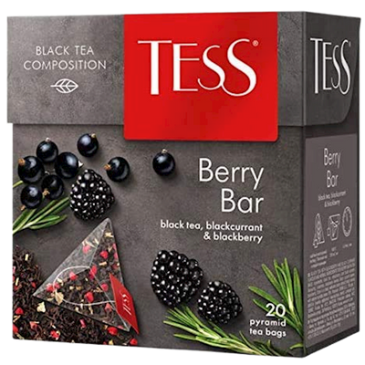 TEA  BLACK BERRY BAR W/BLACKCURRANT&BLACKBERRY PYRAMIDS 12/(20X1.8GR) TESS 0785-12