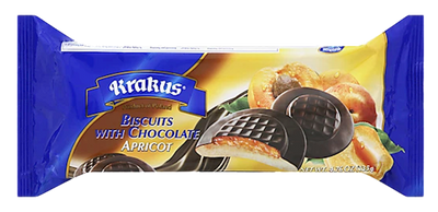 COOKIES BISCUITS APRICOT IN CHOCOLATE GLAZE 21/135GR KRAKUS KRAK0084