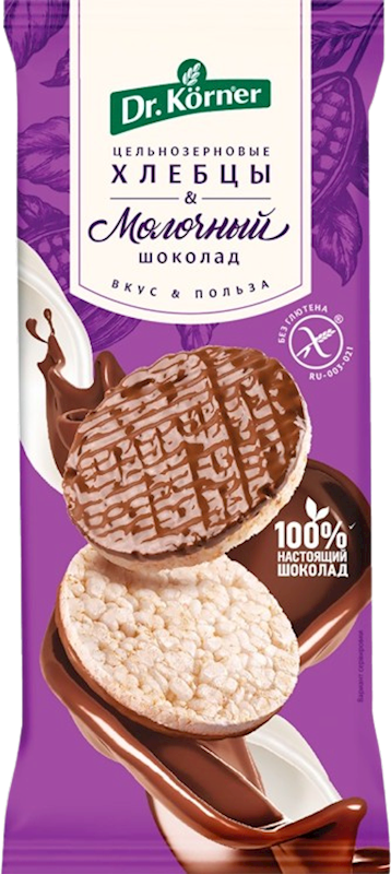 HLEBTSI DR.KORNER WHOLE GRAIN GLAZED MILK CHOCO 18/67GR RUSSIA N6308