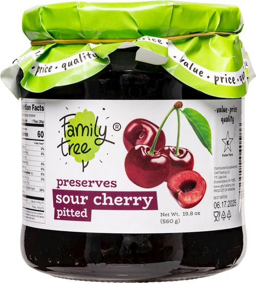 PRESERVES CHERRY SOUR PITTED 12/560GR FAMILY TREE N58